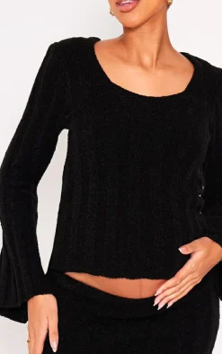Maternity Black Thick Rib Knitted Long Sleeve Sweater