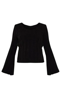 Maternity Black Thick Rib Knitted Long Sleeve Sweater