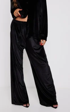 Maternity Black Velvet Wide Leg Pants