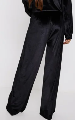 Maternity Black Velvet Wide Leg Pants