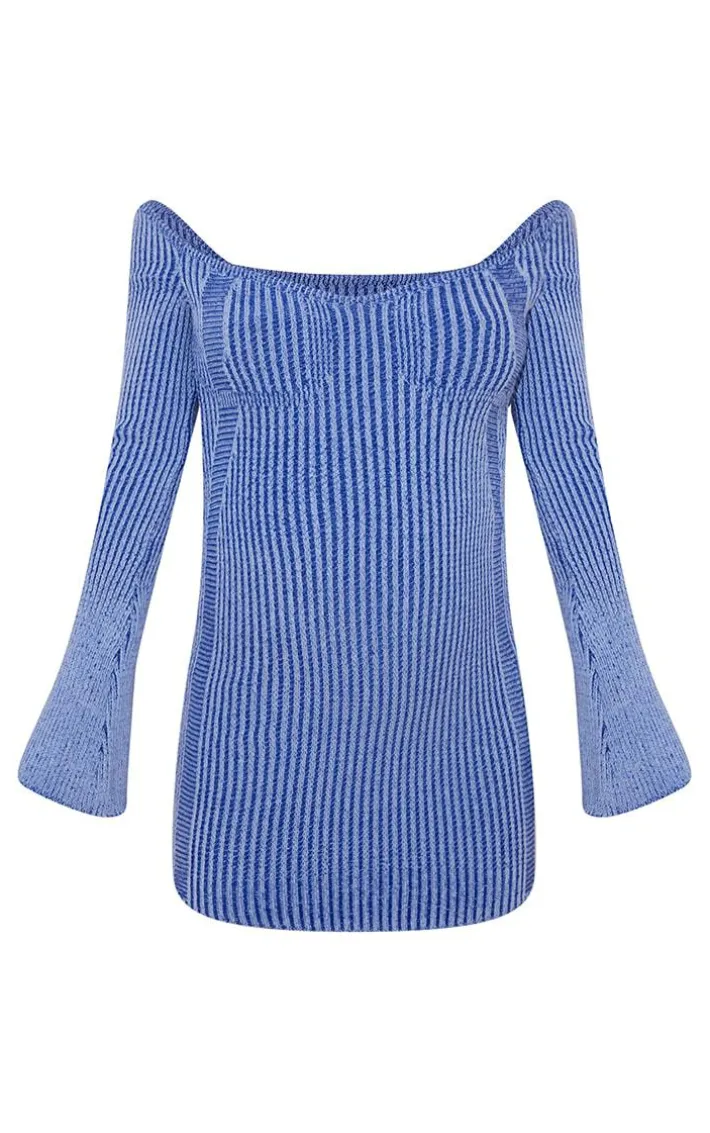 Maternity Blue Knit Contrast Corset Detail Dress