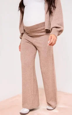 Maternity Brown Knit Wide Leg Pants