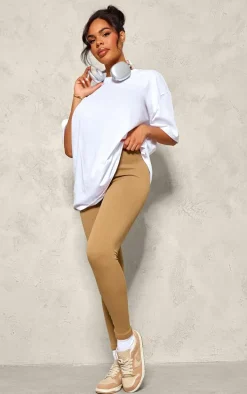 Maternity Brown Snatched Ribbed Leggings