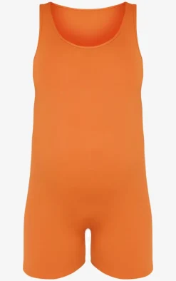Maternity Burnt Orange Sleeveless Unitard