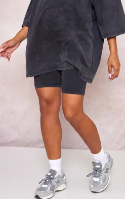 Maternity Charcoal Acid Wash Biker Shorts