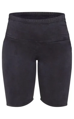 Maternity Charcoal Acid Wash Biker Shorts