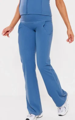 Maternity Charcoal Blue Snatched Sculpt Pocket Flared Leggings
