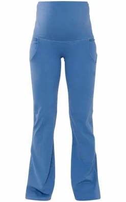 Maternity Charcoal Blue Snatched Sculpt Pocket Flared Leggings