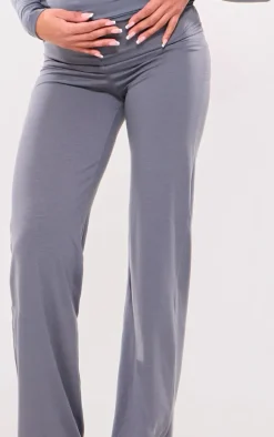 Maternity Charcoal Cotton Jersey High Waisted Flares