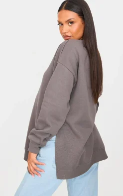 Maternity Charcoal Nursing Side Split Sweatshirt