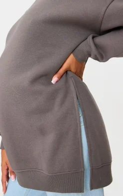 Maternity Charcoal Nursing Side Split Sweatshirt