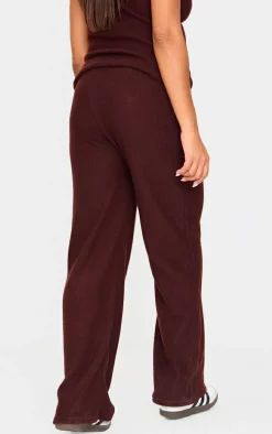 Maternity Chocolate Brushed Rib Wide Leg Pants