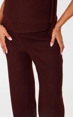 Maternity Chocolate Brushed Rib Wide Leg Pants