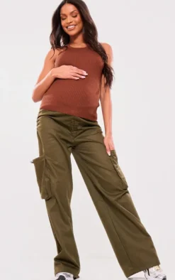 Maternity Coffee Knitted Longline Vest