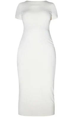 Maternity Cream Contour Jersey Short Sleeve Midi Dress