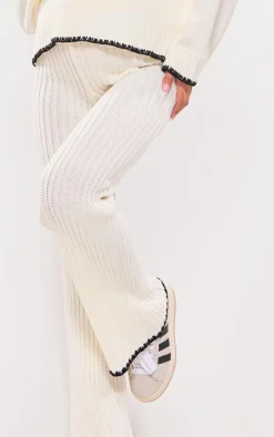 Maternity Cream Contrast Trim Knit Flares