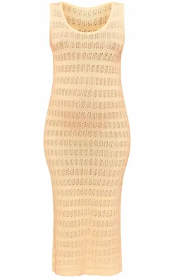 Maternity Cream Knit Scoop Neck Midaxi Dress