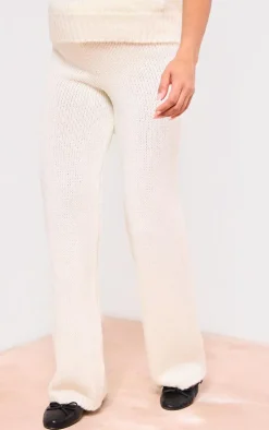 Maternity Cream Knit Wide Leg Pants