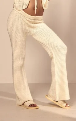 Maternity Cream Open Knit Flare Pants
