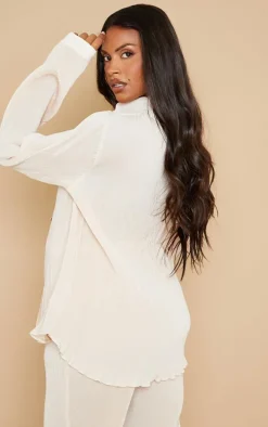 Maternity Cream Plisse Shirt