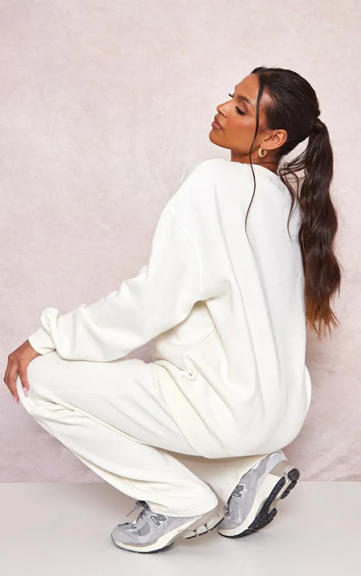Maternity Cream Plt Embroidered Oversized Sweatshirt