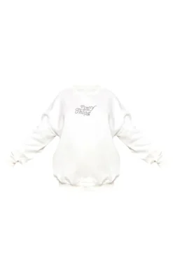Maternity Cream Plt Embroidered Oversized Sweatshirt