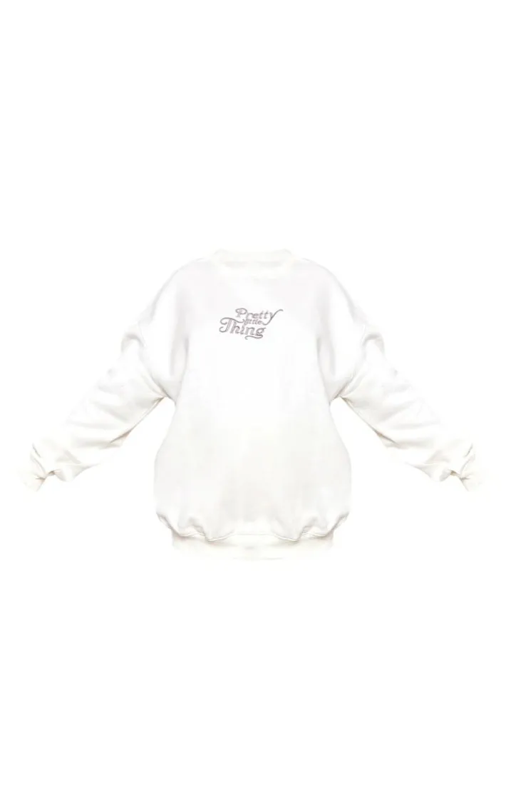 Maternity Cream Plt Embroidered Oversized Sweatshirt