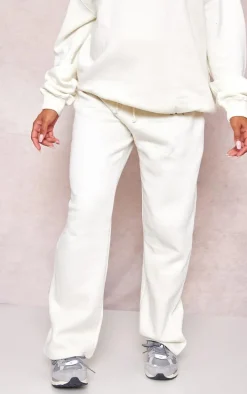 Maternity Cream Plt Embroidered Wide Leg Sweatpants