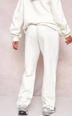Maternity Cream Plt Embroidered Wide Leg Sweatpants