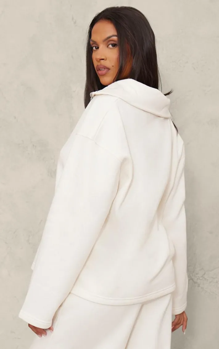 Maternity Cream Quarter Zip Long Sleeve Sweatshirt