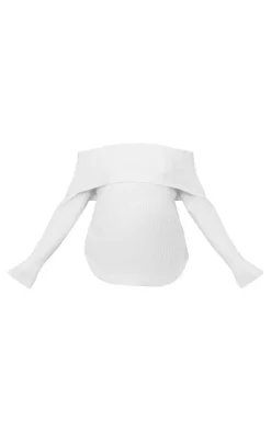 Maternity Cream Rib Knit Bandeau Long Sleeve Top