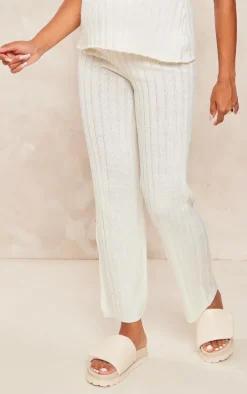 Maternity Cream Rib Knitted Flared Pants