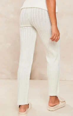 Maternity Cream Rib Knitted Flared Pants