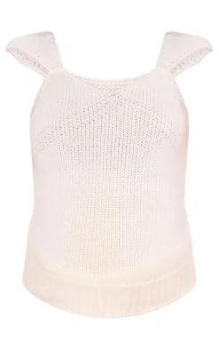 Maternity Cream Short Sleeve Knitted Top