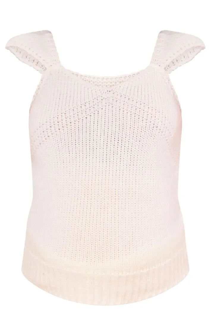 Maternity Cream Short Sleeve Knitted Top