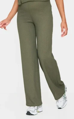 Maternity Dark Khaki Textured Wide Leg Pants