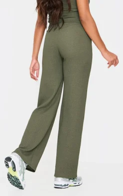 Maternity Dark Khaki Textured Wide Leg Pants