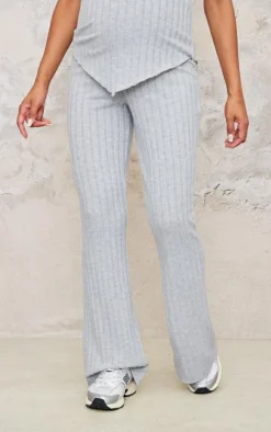 Maternity Grey Brushed Rib Flare Pants