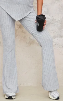 Maternity Grey Brushed Rib Flare Pants