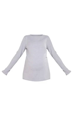 Maternity Grey Knitted Crew Neck Sweatshirt