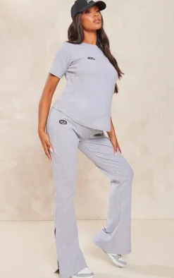 Maternity Grey Logo Detail Split Hem Pants