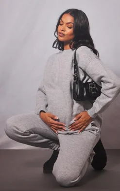 Maternity Grey Marl Oversized Basic Sweatshirt