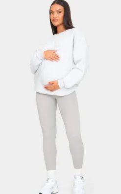 Maternity Grey Snatched Rib Leggings