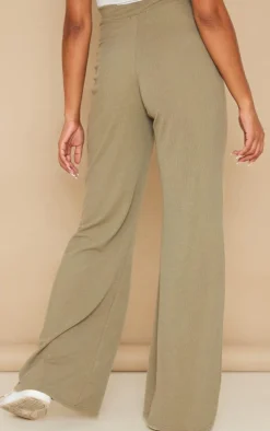 Maternity Khaki Ribbed Wide Leg Pants