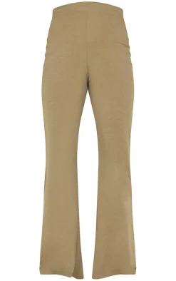 Maternity Khaki Ribbed Wide Leg Pants