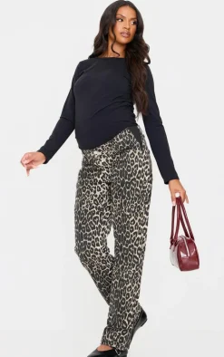 Maternity Leopard Low Rise Straight Leg Jeans