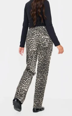 Maternity Leopard Low Rise Straight Leg Jeans