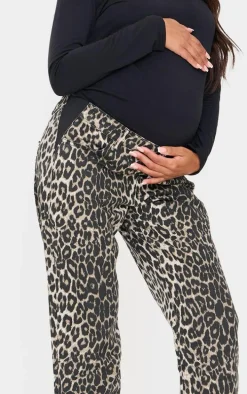 Maternity Leopard Low Rise Straight Leg Jeans