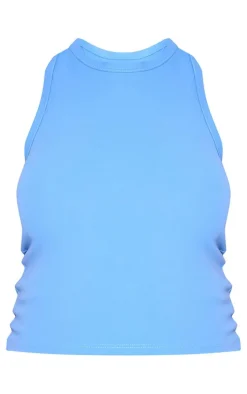Maternity Light Blue Snatched Sculpt Racer Crop Top