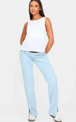 Maternity Light Blue Wash Split Hem Jeans